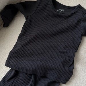 H&M Black Ribbed Kids Matching Set